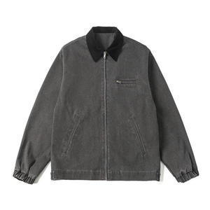 Unisex Acid Washed <b>Casual</b> Outerwear Vintage Oversized Streetwear <b>Lightweight</b> Fashion <b>Jacket</b> - Product Image 2