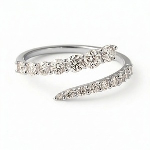 14K/18K Yellow Gold Round Diamond Open <b>Wrap</b> Ring Lab Grown Diamond Spiral <b>Wrap</b> Ring Trendy Jewelry Gift for Her Anniversary Band - Product Image 3