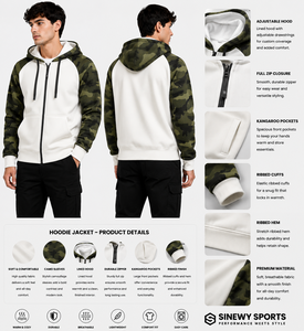 เสื้อฮู้ดดี้แขนยาวปักลายพรางสำหรับผู้ชาย SINEWY SPORTS ผ้าไม่หด ระบายอากาศได้ดี สวมใส่สบาย ทรงปกติ เหมาะสำหรับฤดูใบไม้ร่วง - Product Image 1
