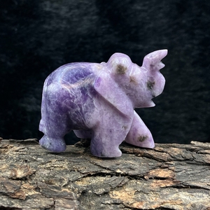 Figura de Elefante Tallada a Mano en Lepidolita, Piedra Preciosa Natural, Decoración Feng Shui para Aliviar el Estrés, Venta al por Mayor de Rajasthan Chakralume - Product Image 2