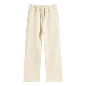 กางเกงขายาวผู้ชายแบบสั่งทำพิเศษ กางเกงวอร์มผ้าฟลีซทรงตรง ขาตรง สไตล์วินเทจ ล้างสีแบบแอซิดวอช สำหรับผู้ชาย - Product Image 3