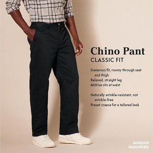 Pantalon chino Aero pour homme, coupe classique, infroissable, devant plat, grandes tailles, professionnel, décontracté, pour le travail - Product Image 2