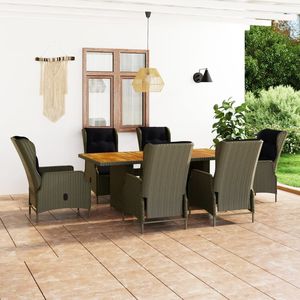 Set da Pranzo da Giardino in Rattan PE Marrone, 7 Pezzi, per 6 Persone - Product Image 1