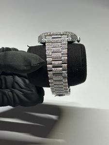 Moissanite Full White Gold Round Cut Diamond Watch <b>Smart</b> Pink Dial Watches for Export Sale Hip Hop Diamond Watch For Men's - Product Image 3