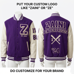 Chaqueta Varsity para hombre de mezcla de lana gruesa de 430 GSM, color azul marino, con mangas de cuero PU gris, logotipo bordado en chenilla personalizado. - Product Image 5