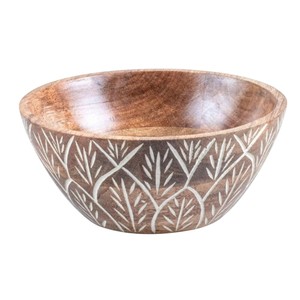 Bol à fruits décoratif en bois massif durable, sculpté à la main, centre de table pour mariages, fêtes et vaisselle rustique - Product Image 2
