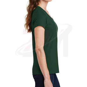 T-shirt en coton uni pour femme, coupe ajustée, manches courtes, tissu doux, respirant, décontracté, mode minimaliste pour tous les jours, avec impression de logo personnalisé - Product Image 2
