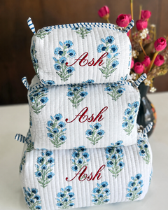Bolsa de Cosméticos de Viaje para Mujer, de Algodón, Personalizada, Hecha a Mano, con Monograma Floral Acolchado, al por Mayor - Product Image 2