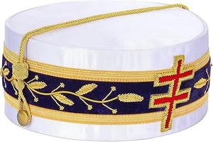 Casquette de Rite Écossais du 33e Degré - Broderie à la main, bande violette bordée d'or, type de tissu : Soie - Product Image 5