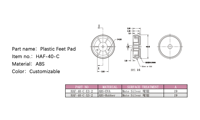 Patins de pieds en plastique ABS OEM, estampage à chaud or/argent, antidérapants, couleurs personnalisées pour meubles et équipements