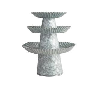 Bandeja de metal galvanizado de 3 niveles para servir pasteles, postres, cupcakes, estilo rústico vintage, decoración para el hogar, a precio económico. - Product Image 6