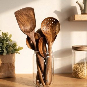 Cuillère à riz en bois WOQI, résistante à la chaleur, protège les casseroles - Product Image 3