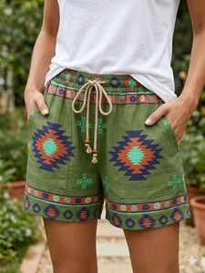 Shorts de bain pour femmes, taille élastique, taille mi-haute, respirant, mélange de coton, coupe classique, écologique, séchage rapide - Product Image 2