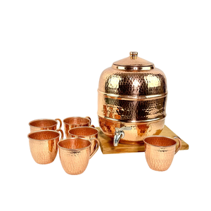Luxury Pure <b>Copper</b> Water Dispenser With Leak-Proof Brass Tap Antique Engraved Design Matka Pot For Home & <b>Kitchen</b> Traditional - Product Image 5