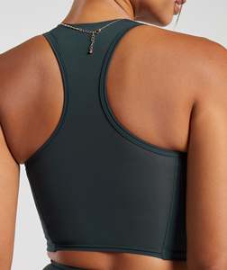 Women's Dark <b>Green</b> Sports Bra And High Waisted Shorts Set With <b>Cropped</b> <b>Top</b> And Minimalist Design For Yoga And Fitness Wear - Product Image 5