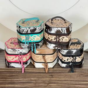 Boîte à bijoux de voyage élégante et portable en cuir de vachette véritable, faite à la main, avec fermeture éclair, de haute qualité, modèle 2026 - Product Image 4