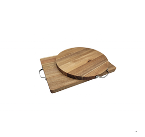 Tabla de cortar de madera de acacia redonda con logotipo personalizado con asa para madera, utensilios de cocina de bambú, vajilla, juego de regalo artesanal, temporada de Año Nuevo - Product Image 3