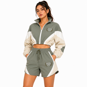 Women's <b>Retro</b> Windbreaker <b>Tracksuit</b> Vintage Panel Zip Top Relaxed Pants Custom Embroidery Y2K Sports Fashion - Product Image 5