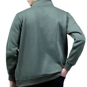 Sweat-shirts imprimés à fermeture éclair quart de tour vert foncé sur mesure, en tissu respirant, motif uni, pull tendance pour hommes - Product Image 6