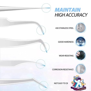 Ensemble de pinces à cils en acier inoxydable Ryzer Studio, 1 pièce, pointe incurvée et pointue, outils de beauté pour extensions de cils, maquillage et outils - Product Image 3