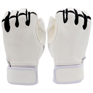 Baseball Batting Gloves <b>White</b> & Black High Quality Leather Softball Batting Gloves New Arrival Premium Quality Baseball Gloves - Product Image 2
