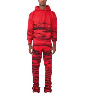 Custom Red Slim Fit Hombres Vintage Streetwear Sweatsuit Plus Size Thermal Flare Jogger Sets Sublimación Sudadera con capucha transpirable - Product Image 1