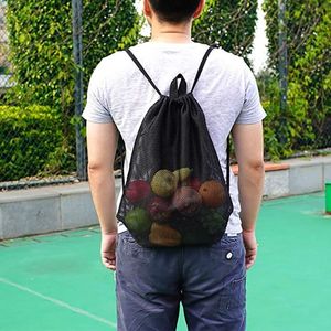 Breathable Mesh Drawstring <b>Backpack</b> Unisex Softback Daypack with Arcuate Shoulder <b>Strap</b> for Fruit Storage - Product Image 2