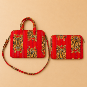 Funda Protectora para Portátil de Lujo, con Estampado de Leopardo Rojo, Suave, Duradera, Ligera, Ecológica, de Algodón, con Correa para el Hombro, a la Moda - Product Image 1