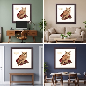 Framed Wooden Owl <b>Wall</b> Art Carved Decorative Piece for Living Room Modern Style - Product Image 5