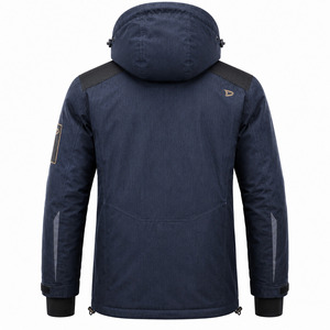 Men's <b>Waterproof</b> Hooded Ski <b>Jacket</b> Dark Blue Polyester Synthetic Insulation Windproof Outdoor Wear - Product Image 2