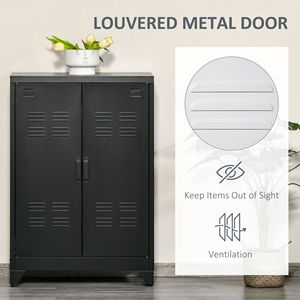 Mobiletto Organizzatore Nero per Cucina con Ante e Ripiani Regolabili per Angolo Caffè nel Soggiorno - Product Image 5