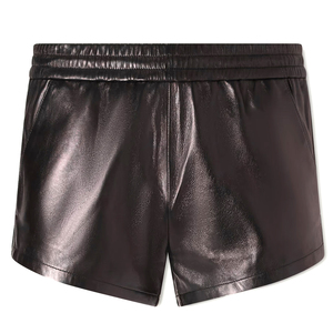 Shorts en cuir véritable pour hommes avec logo personnalisé, streetwear décontracté haut de gamme, mode estivale, coupe confortable, fabricant en gros OEM - Product Image 1