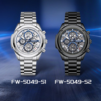 Montre chronographe à quartz pour homme Mark Fairwhale, bracelet en acier inoxydable, étanche 30M, date luminescente, chronomètre FW-5049