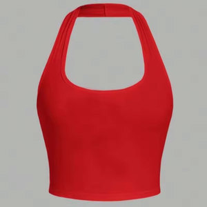Women's Red O-Neck Solid Satin Knitted Casual Breathable Quick-Dry Eco-Friendly Anti-Pilling Anti-Shrink Tank <b>Top</b> - Product Image 1