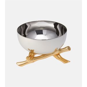 Elegant Silver & Gold Serving Bowl Decorative Leaf Base Metal Fruit Nut Bowl for Home Hotel Restaurant <b>Tabletop</b> Decor Luxury - Product Image 3
