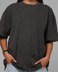 Camiseta de algodón extragrande para mujer, corte holgado, informal, de manga corta, cuello redondo, camiseta de verano personalizada para mujer - Product Image 4