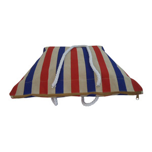 Bolsos de Playa Juco de Gran Tamaño, Diseño de Rayas de Dos Colores en Toda la Superficie, Asa de Cuerda Trenzada, Cierre de Cremallera, Bolso Tote de Gran Tamaño - Product Image 3