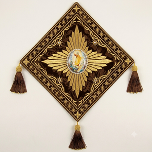 Vêtement Liturgique Orthodoxe Catholique Brodé Epigonation Diamanté pour Évêque et Prêtre, avec Pompon en Fil Doré, ShineWays - Product Image 6