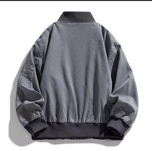 Chaqueta Bomber para Hombre, de Mezclilla, Cortavientos, con Capucha, Relleno de Poliéster, Cierre de Cremallera, Estilo Casual para Otoño, Corte Regular, Color Sólido - Product Image 2