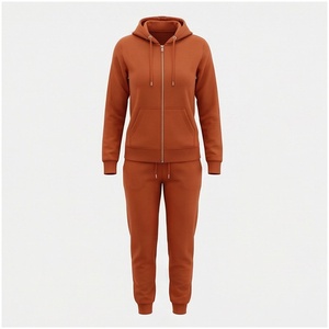 Women Solid Color Hooded <b>Zip</b>-<b>Up</b> Sweatshirt & Jogger Pants Set Casual Tracksuit Autumn Full Sleeve Midweight Cotton Outfit - Product Image 1
