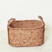 Panier de rangement en jonc de mer naturel avec poignées