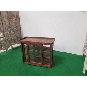 Meubles Vintage en Bois de Teck Massif Porte en Verre Ancienne Vitrine Armoire Disponibilité Assorties Ferme Hôtel Sous-Sol Appartement - Product Image 2