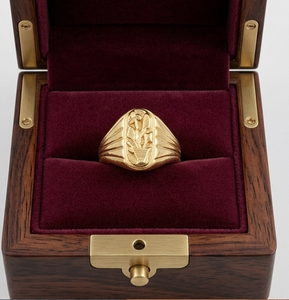 DIVYORO แหวนตราประทับลายดอกไม้ชุบทองคลาสสิกสำหรับผู้ชาย - Product Image 4