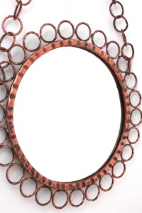 Miroir rond en cuivre avec cadre en métal, décoration murale industrielle, fait main - Product Image 5