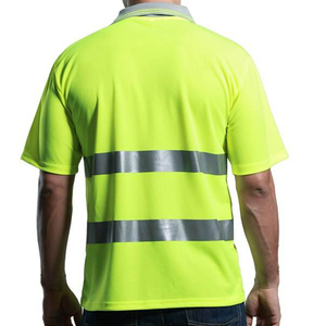 High Visibility Safety Polo Shirt Breathable Quick Dry Workwear Reflective <b>Strip</b> Construction Worker Safety Shirts with Pocket - Product Image 2