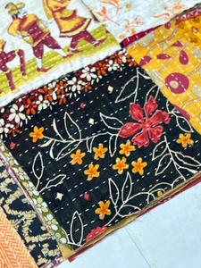 Scarti di tessuto Kantha da 5 pollici, quadrati pretagliati, 100% cotone, confezione di pezzi decorativi per cucito, patchwork, quilting. - Product Image 5