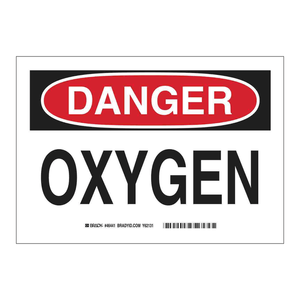 Panneau d'avertissement d'oxygène Brady Danger 7x10 pouces, imprimé UV, pour zones de manipulation d'oxygène - Product Image 3
