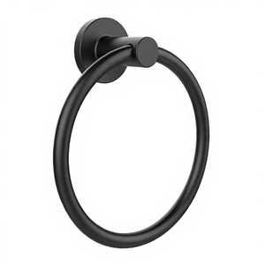 Modern Matte Black Towel <b>Ring</b> Stainless Steel Circular <b>Hand</b> Towel <b>Holder</b> Wall Mounted Bathroom Hardware Round Bath Towel Hanger - Product Image 1
