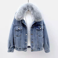 Veste en jean décontractée pour homme en cuir, à simple boutonnage, respirante, séchage rapide, manches longues, col fourrure, en denim tissé – Vente en gros