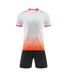 Conjunto de Uniforme de Fútbol Personalizado Naranja y Negro, Manga Corta, Impreso, de Secado Rápido y Transpirable, Fabricante OEM - Product Image 3